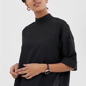 ASOS Black Mock-Neck Oversized Tunic Top